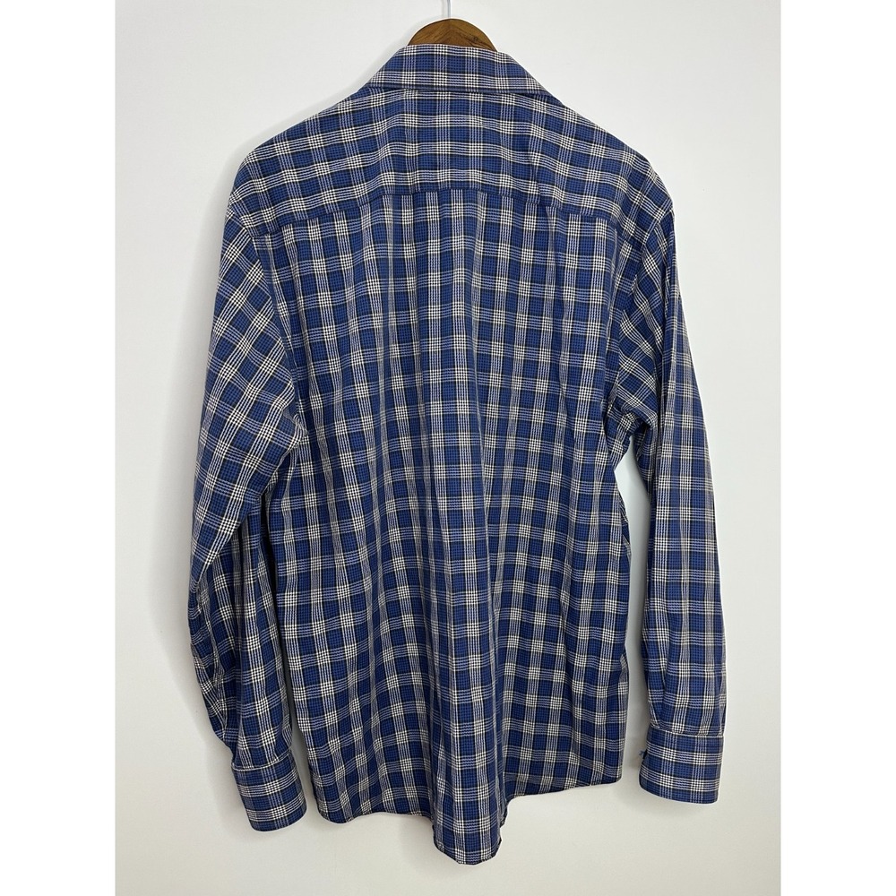 Bugatchi Shaped Fit Plaid Button Down Shirt Blue White Men's Size Large Cotton - Picture 9 of 10
